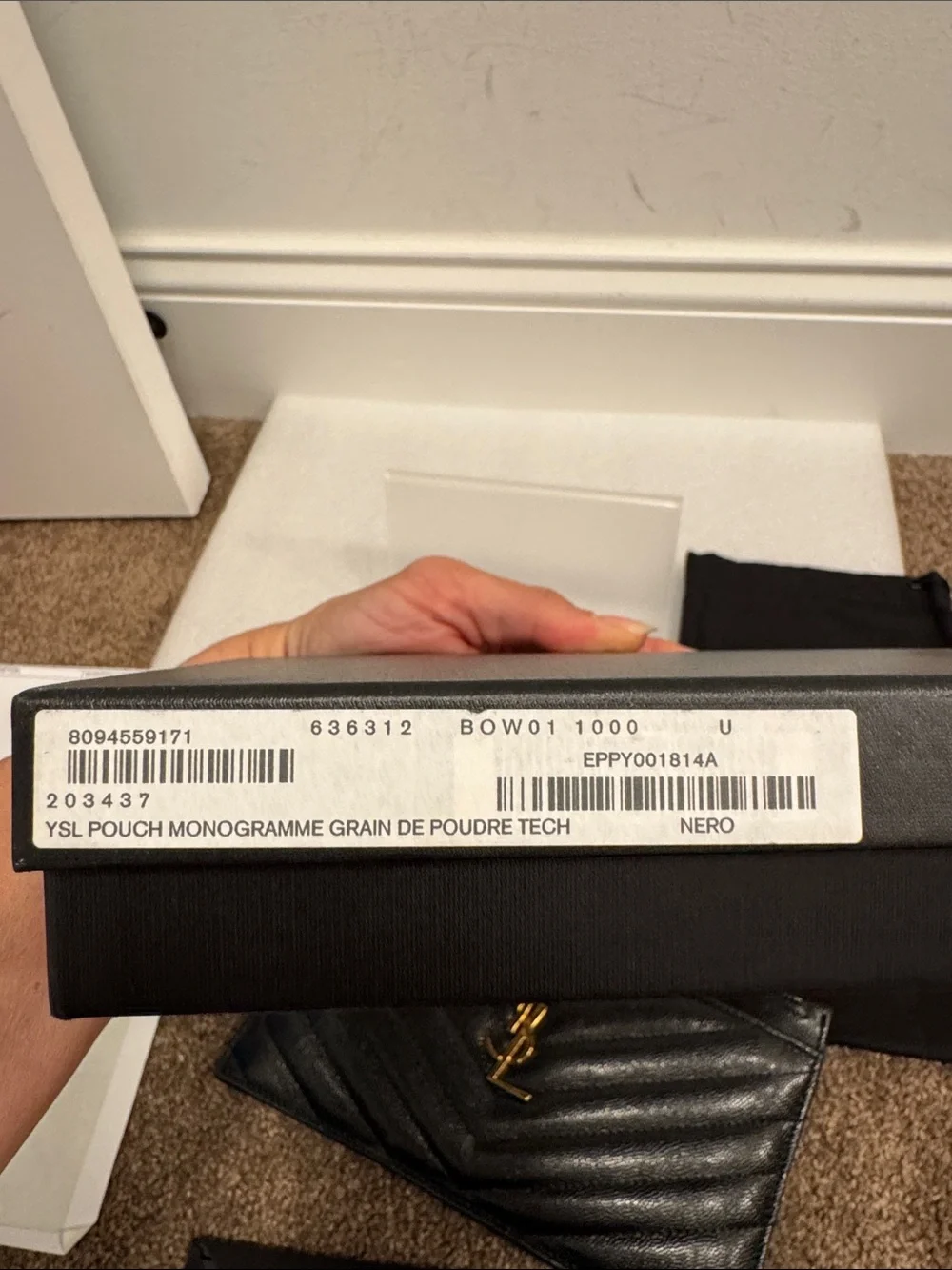 YSL yves saint laurent black monogram quilted wallet clutch with box dustbag - Picture 5 of 10